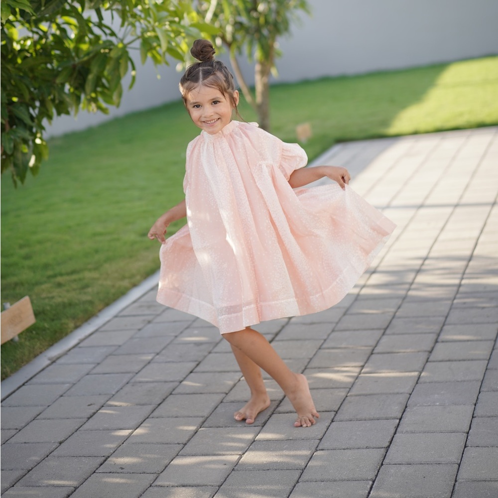 Tent Dress with Puff Sleeves | Pink